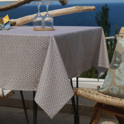 Nappe enduite française 100 % coton avec revêtement en téflon couleur gris/taupe - Inspirations d’Intérieurs