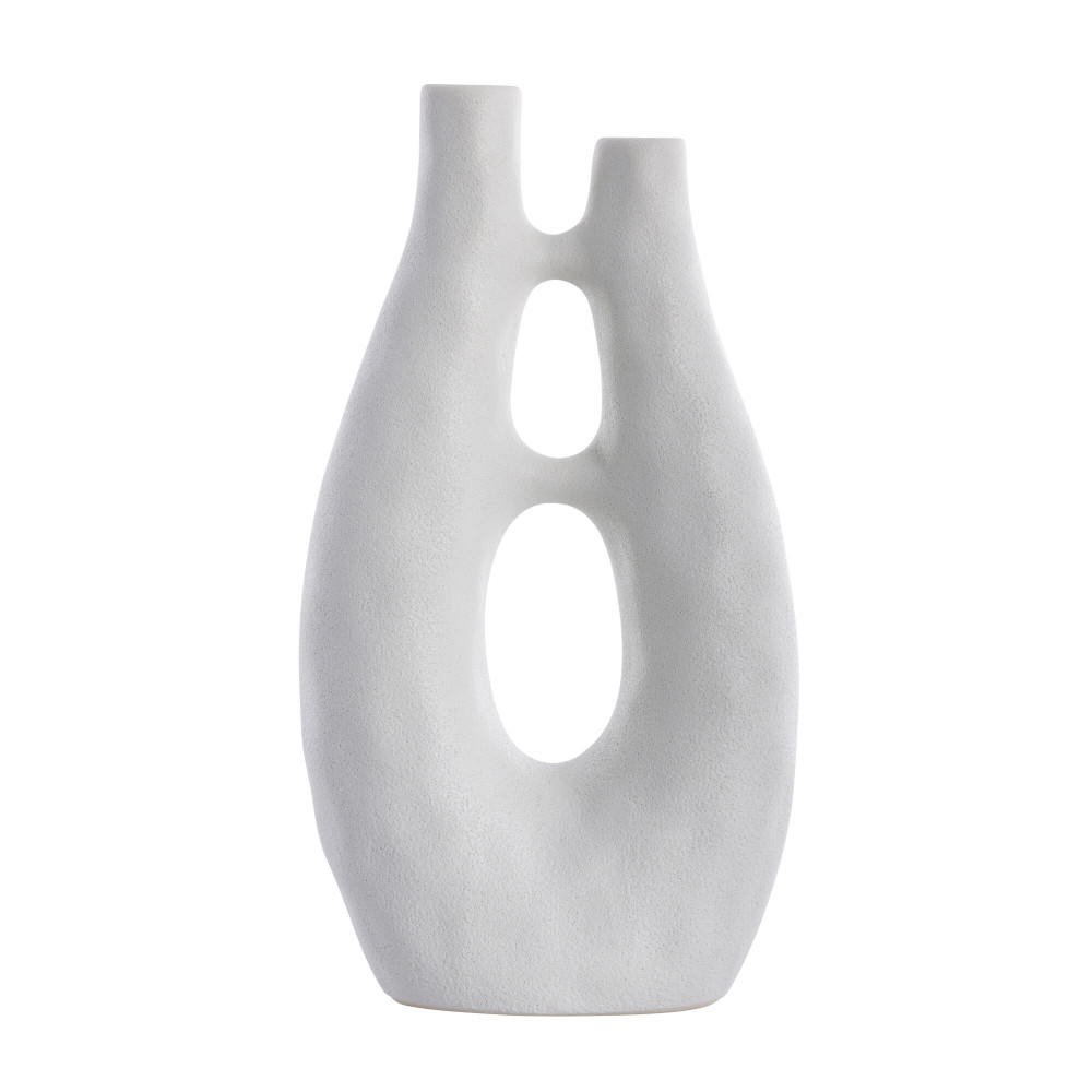 Vase décoratif Ayla H41.5 cm. Blanc - Inspirations d'Intérieurs